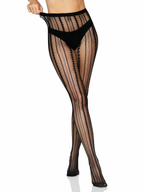 Eve Vintage Pinstripe Net Tights - Black OS