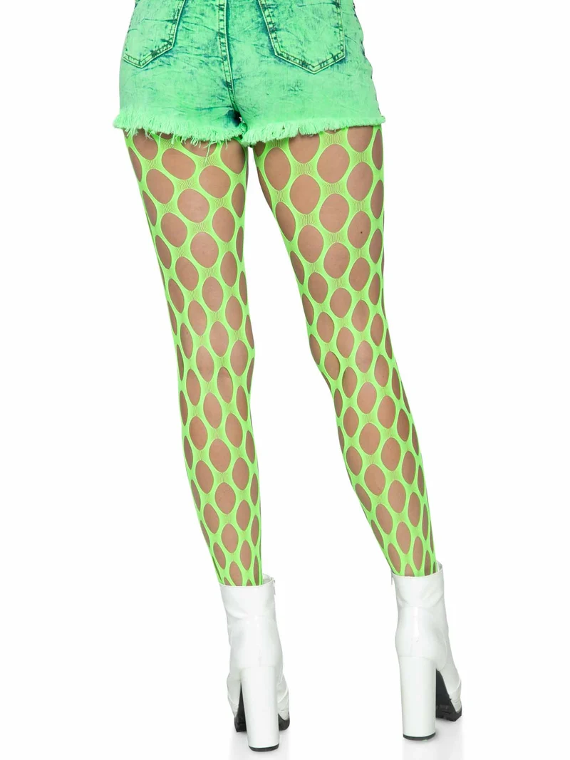 Ivy Pothole Net Tights - Neon Green