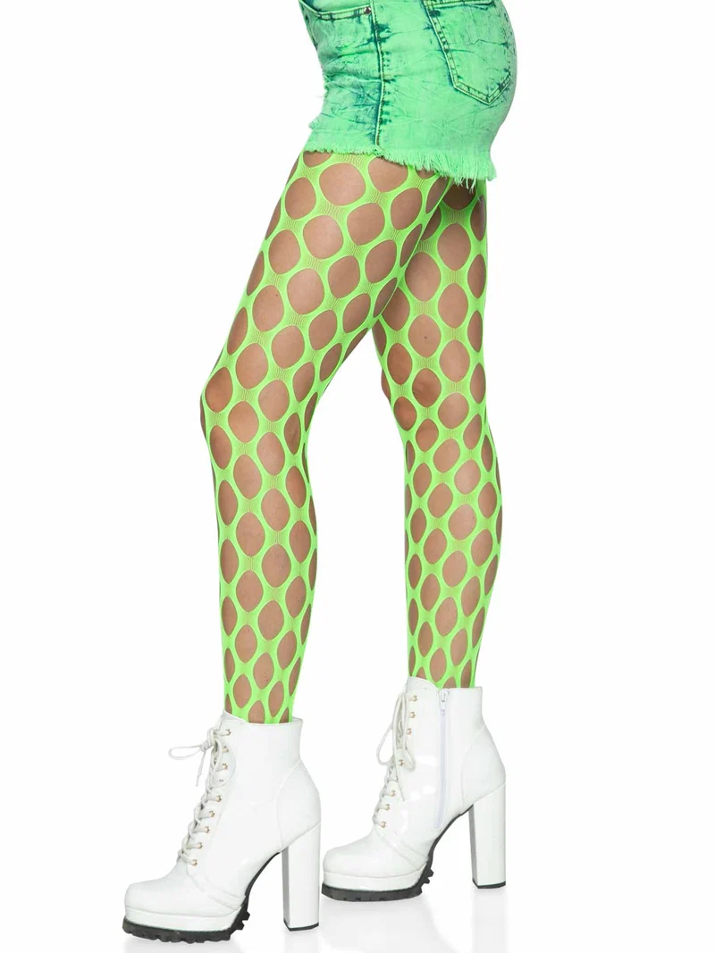 Ivy Pothole Net Tights - Neon Green
