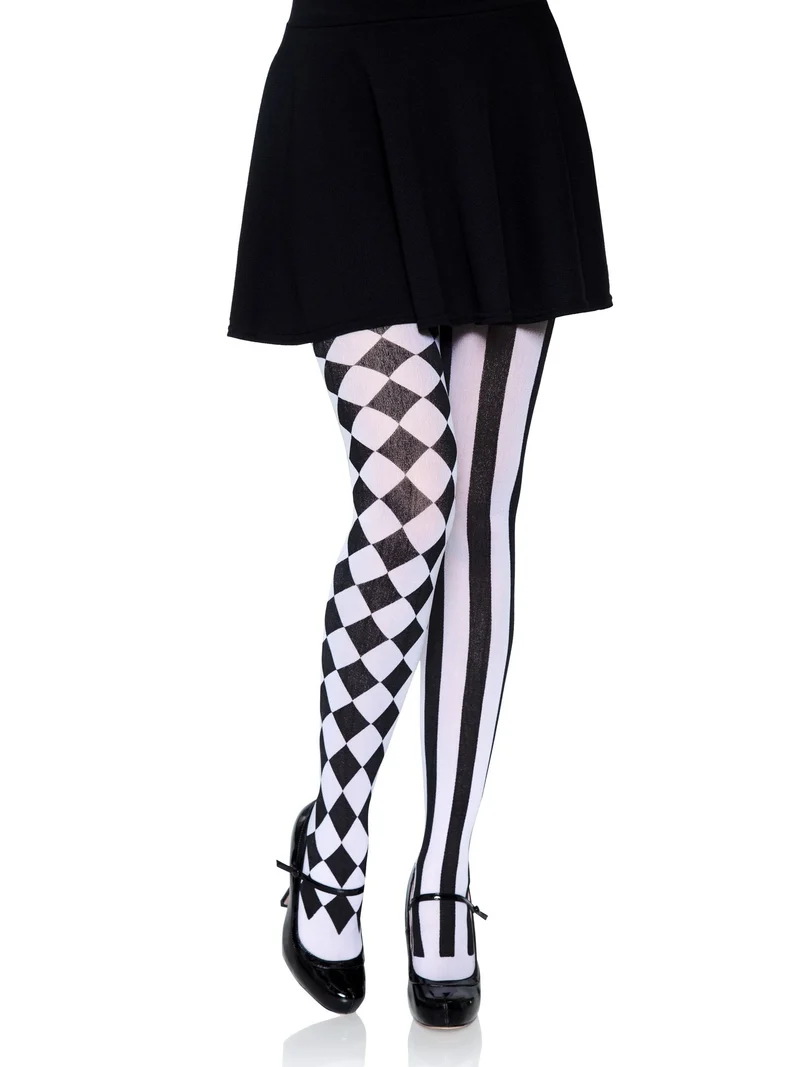 Aura Harlequin Women's Tights - Black White OS