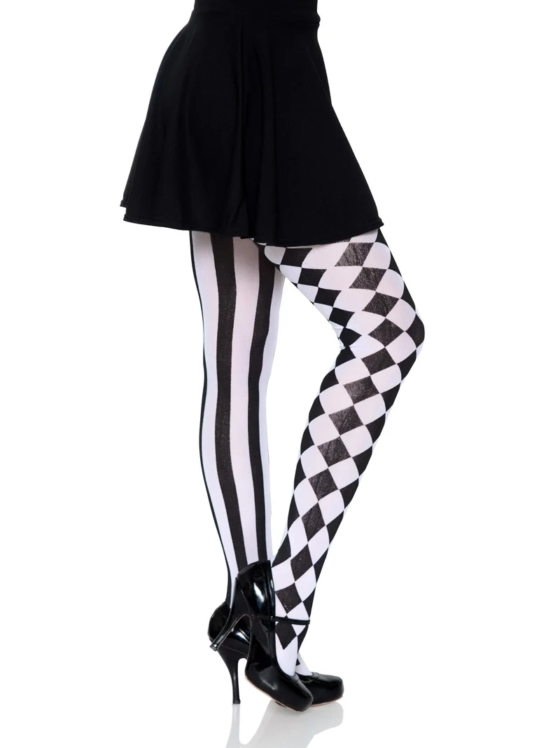 Aura Harlequin Women's Tights - Black White OS