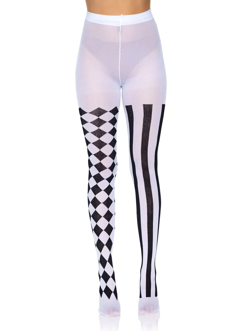 Aura Harlequin Women's Tights - Black White OS