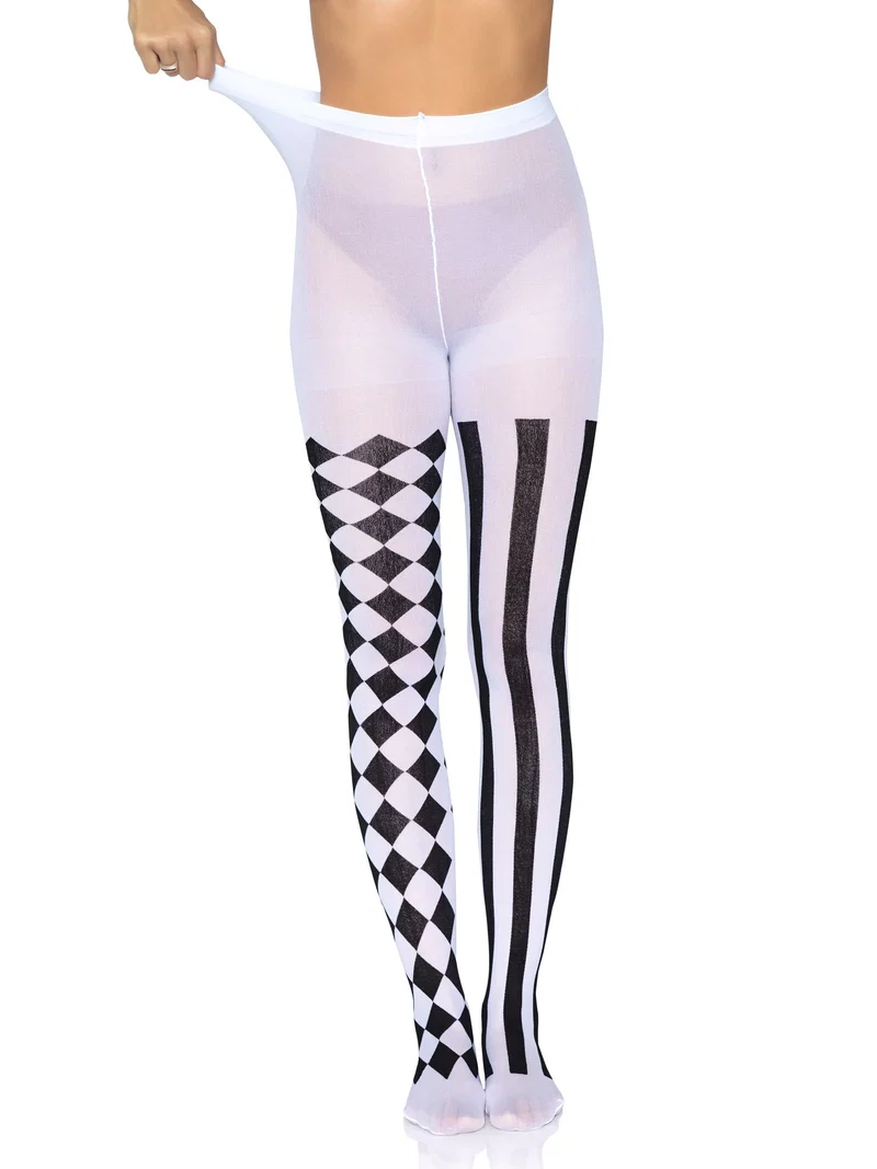 Aura Harlequin Women's Tights - Black White OS