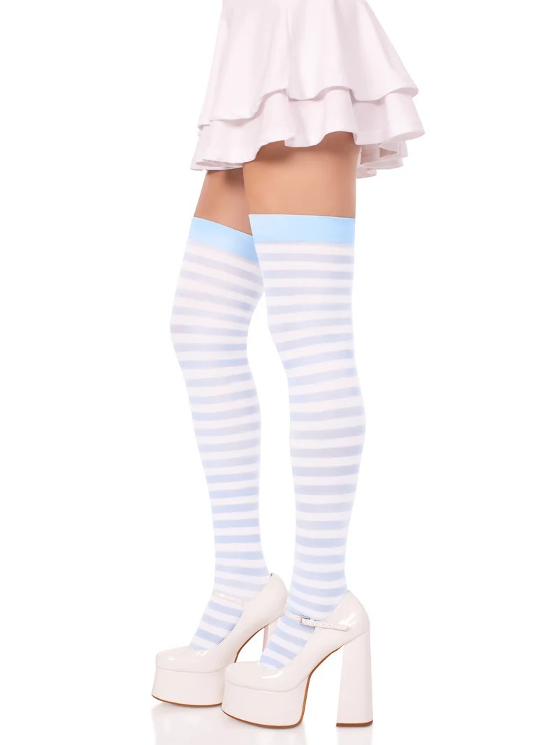 Cari Striped Stockings - Light Blue
