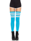 Gina Athletic Thigh High Stockings - Neon Blue