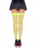 Joy Fishnet Thigh High Stockings - Neon Green