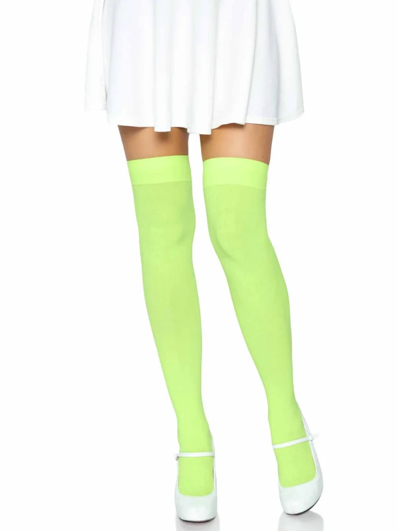 Luna Thigh High Stockings - Neon Green