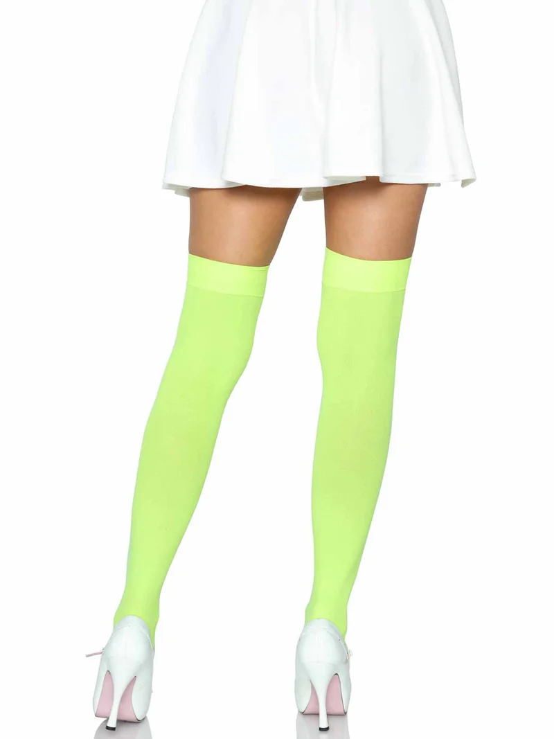 Luna Thigh High Stockings - Neon Green