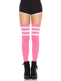 Gina Athletic Thigh High Stockings - Neon Pink