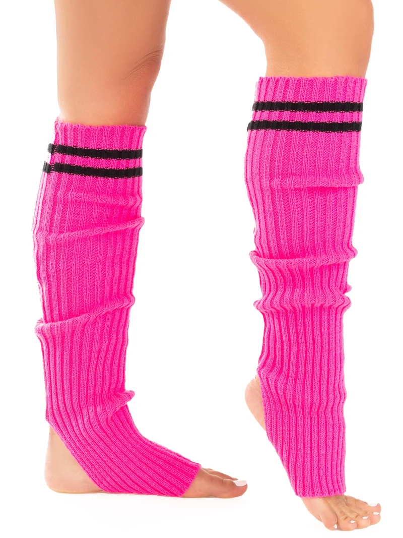 Hailey Stirrup Leg Warmers - Neon Pink