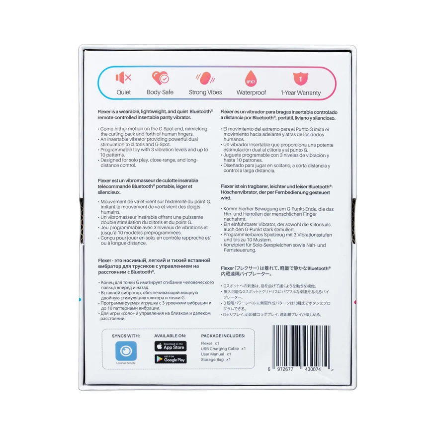 Lovense Flexer Rechargeable Silicone App-Controlled Panty Vibrator - Pink