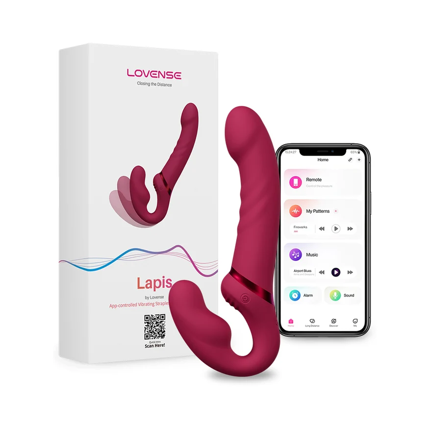 Lovense Lapis Rechargeable Silicone App Control Dual End Strapless Strap-On