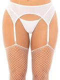 Roxy Rhinestone Garter Belt - White