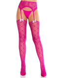 Rorie Garter Belt Tights - Magenta OS