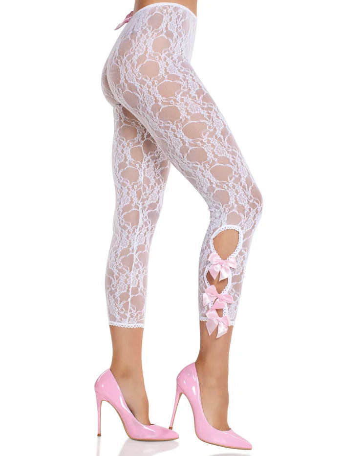Flora Capri Footless Capri Tights - White OS