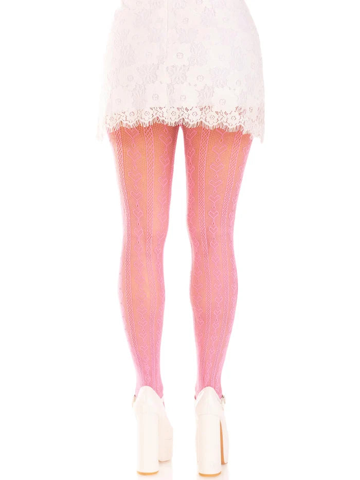 Sweetheart Striped Tights - Pink