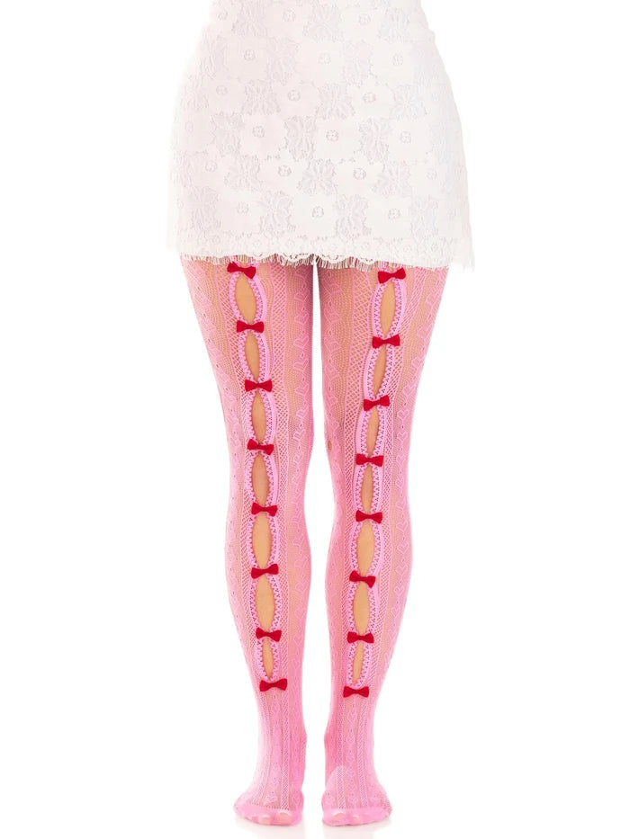 Sweetheart Striped Tights - Pink