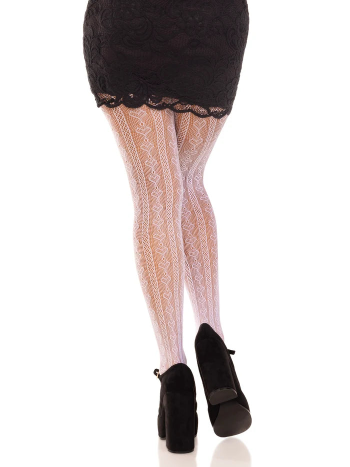 Sweetheart Striped Tights - White