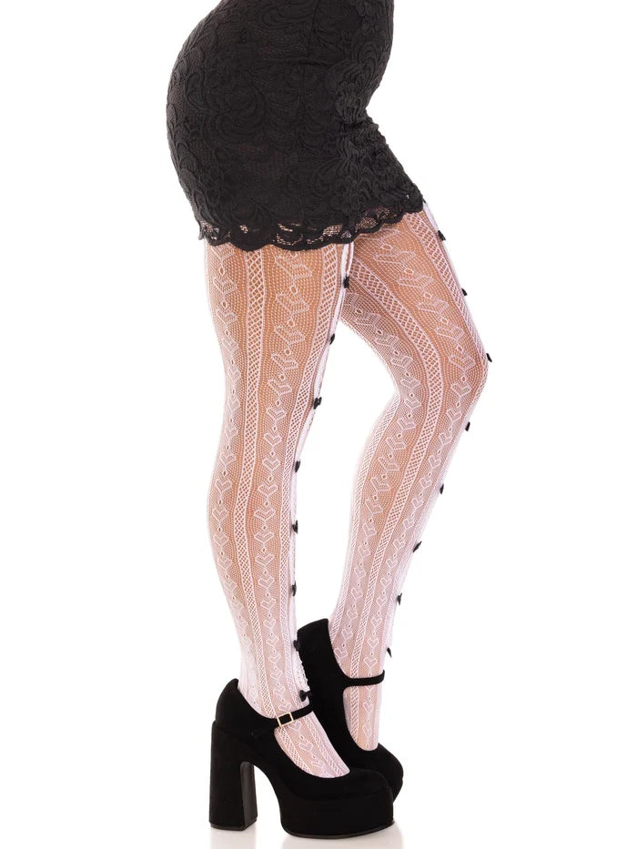 Sweetheart Striped Tights - White