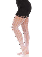 Sweetheart Striped Tights - White