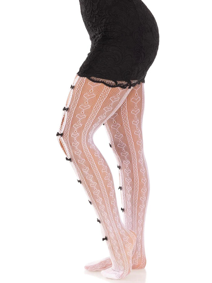 Sweetheart Striped Tights - White