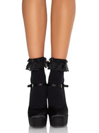 Lola Ruffle Bow Ankle Socks - Black White