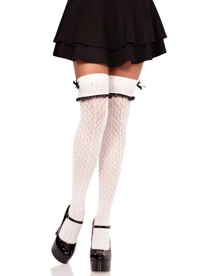 Sofia Crocheted Knee Socks - White