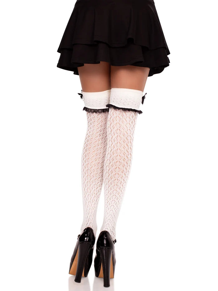 Sofia Crocheted Knee Socks - White