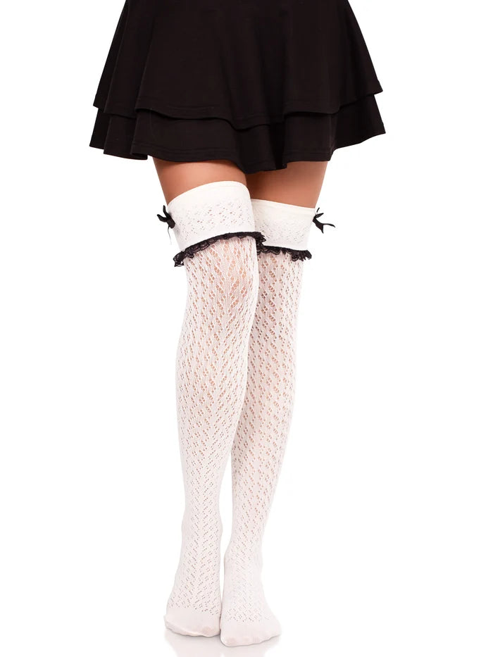 Sofia Crocheted Knee Socks - White