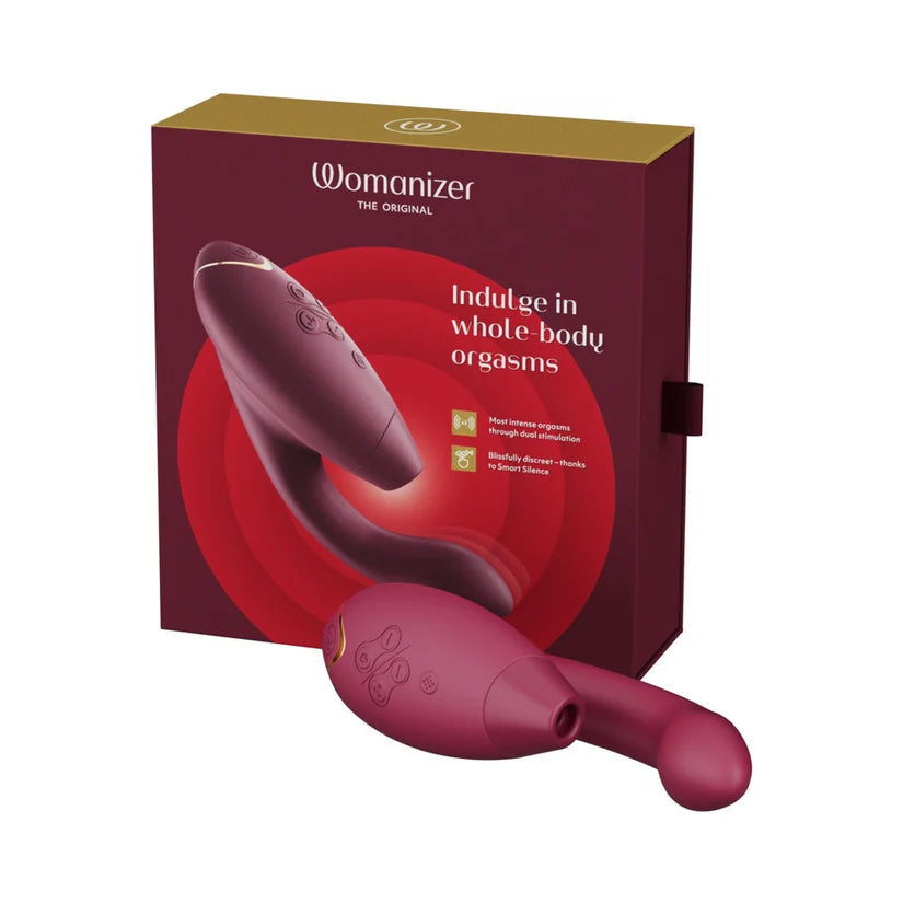 Womanizer Duo 2 Rechargeable Dual Stimulation Pleasure Air and G-Spot Vibrator Bordeaux