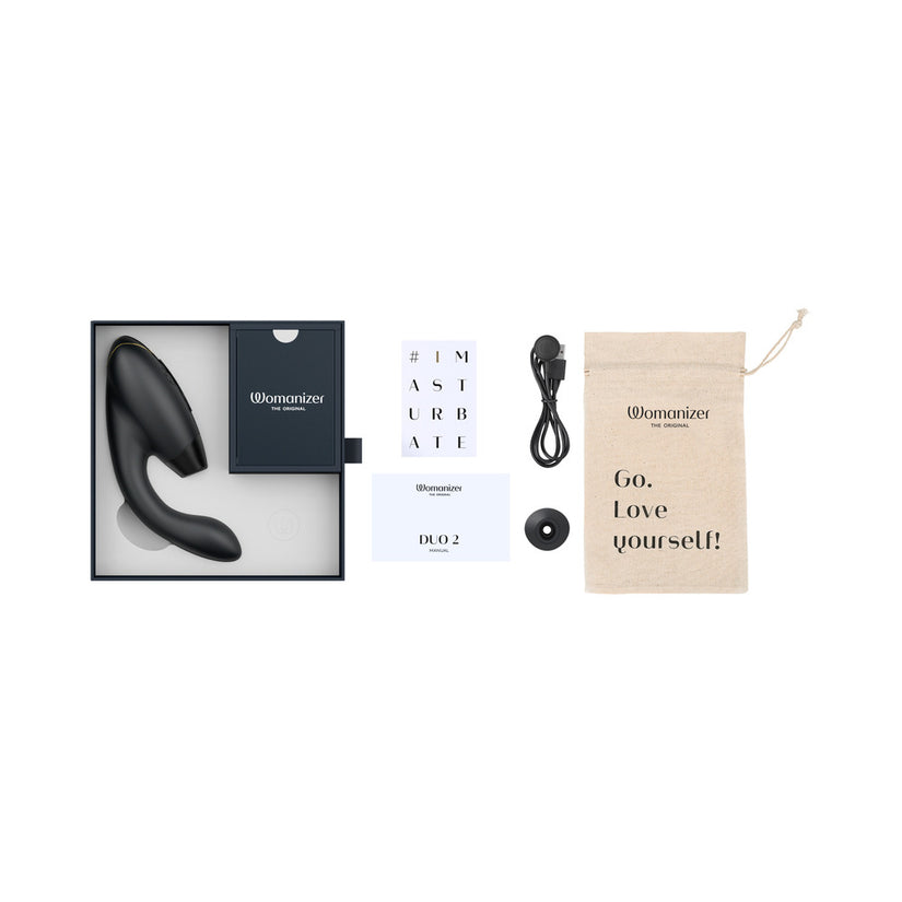 Womanizer Duo 2 Rechargeable Dual Stimulation Pleasure Air and G-Spot Vibrator Black