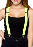 Stretchy Neon Elastic Clip On Suspenders - Neon Yellow