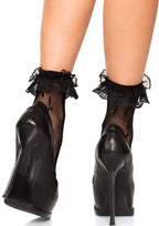 Maria Cross Net Ankle Socks - Black