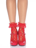 Liora Socks with Ruffle Cuff - Red