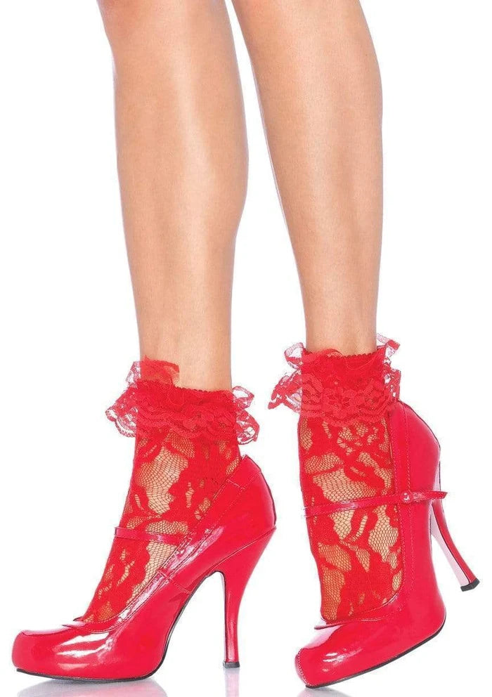 Liora Socks with Ruffle Cuff - Red