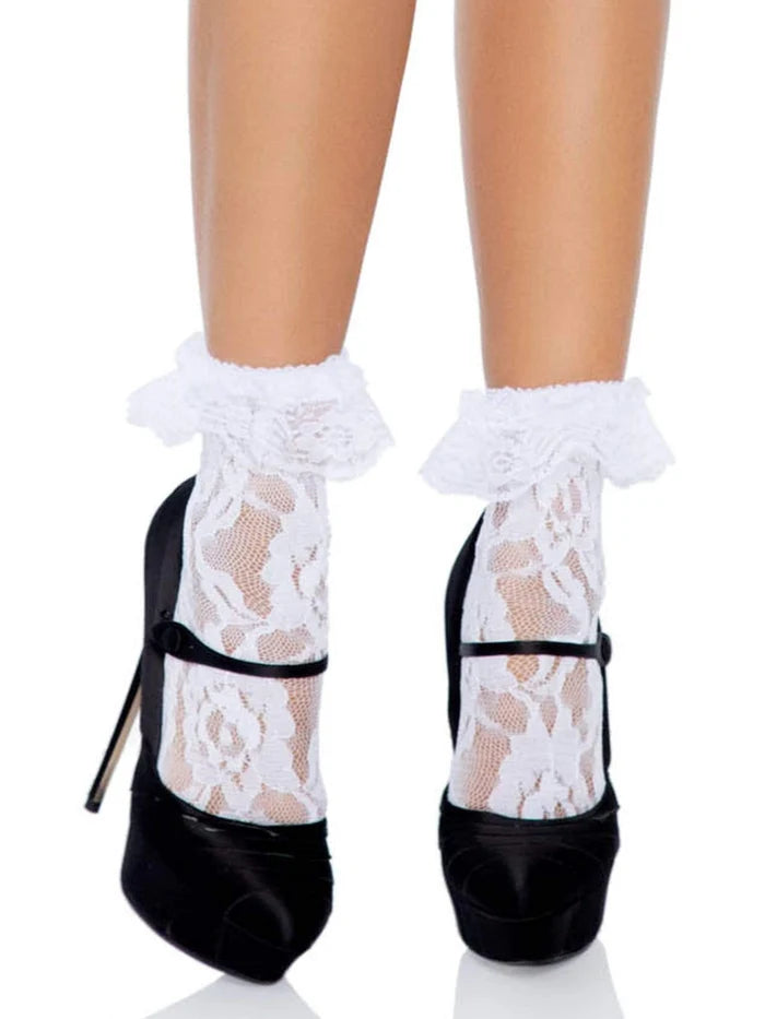 Liora Socks with Ruffle Cuff - White