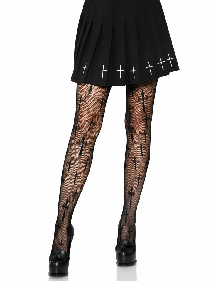Worship Me Net Tights - Black OS