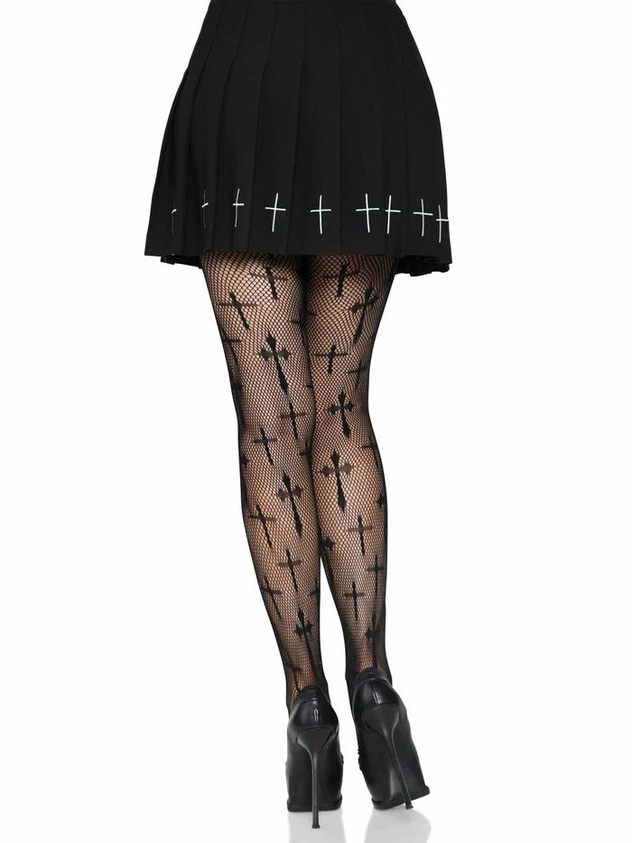 Worship Me Net Tights - Black OS