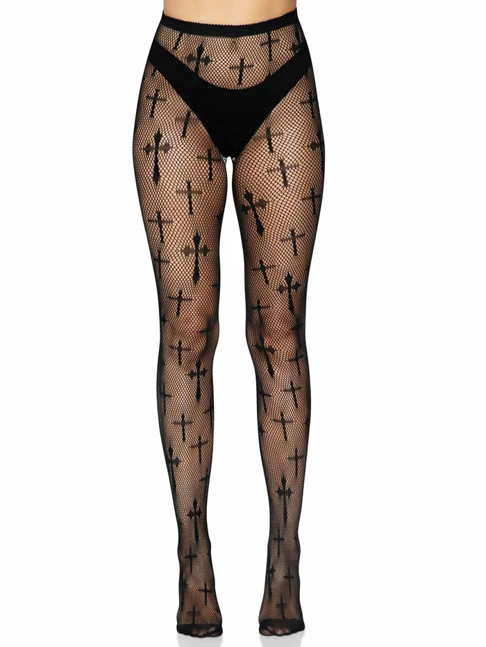 Worship Me Net Tights - Black OS