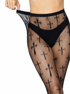 Worship Me Net Tights - Black OS