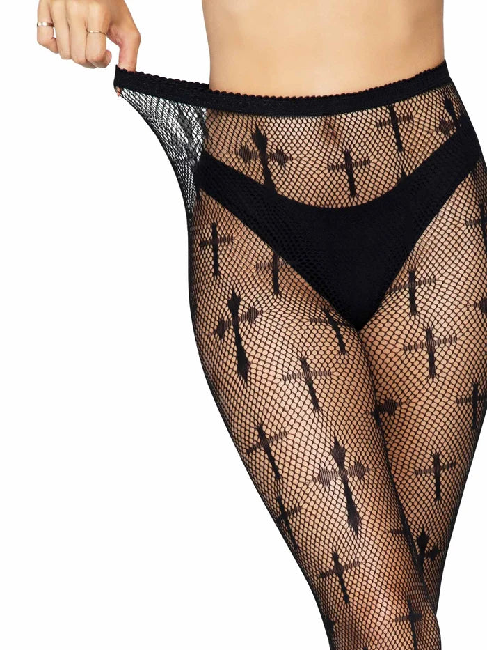 Worship Me Net Tights - Black OS
