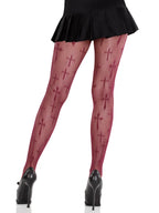 Worship Me Net Tights - Burgundy OS