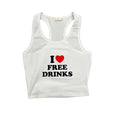 I Heart Free Drinks Crop Tank Top