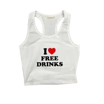 I Heart Free Drinks Crop Tank Top