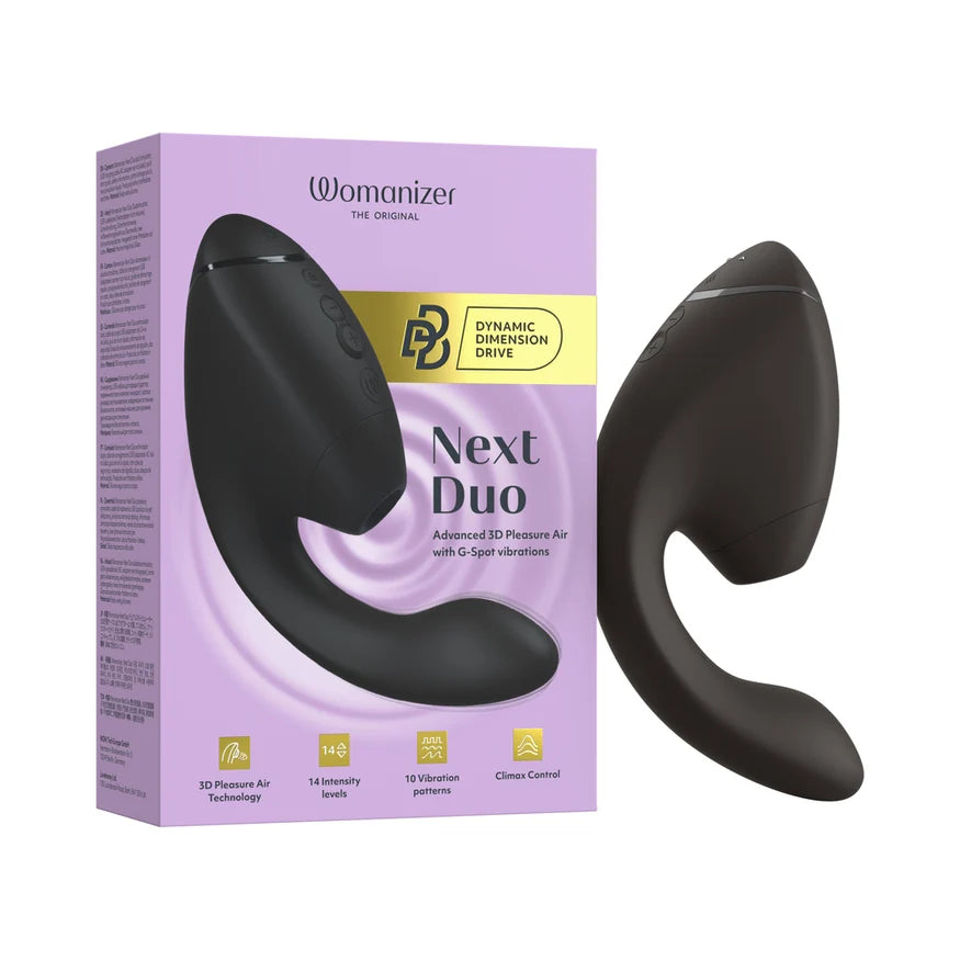 Womanizer Next Duo Rechargeable Silicone Dual G-Spot and Clitoral Stimulator - Black