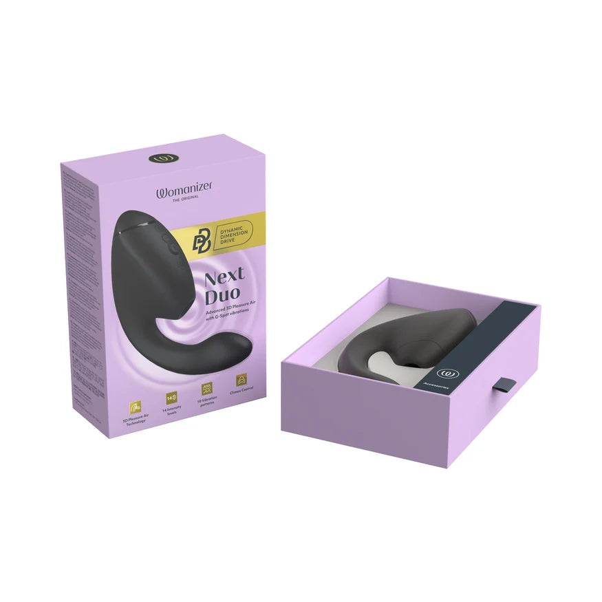 Womanizer Next Duo Rechargeable Silicone Dual G-Spot and Clitoral Stimulator - Black