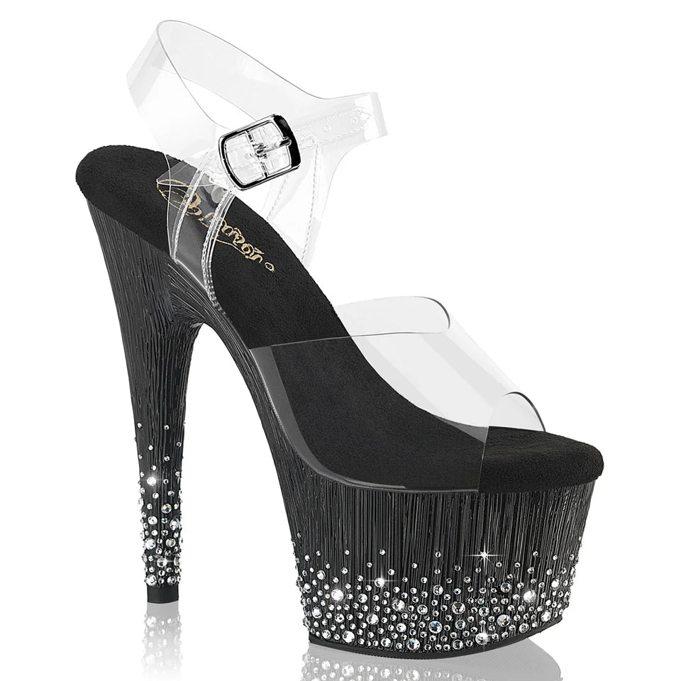 Adore-708SPKL-01  Clear Black - Silver Rhinestones