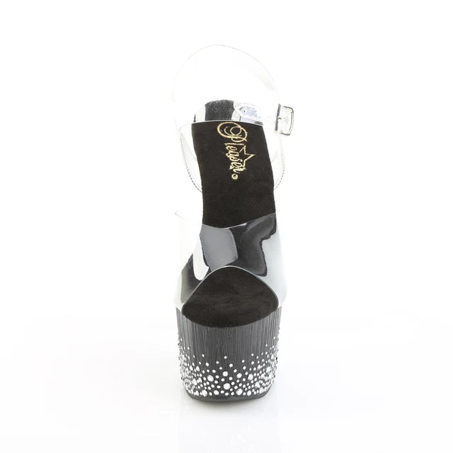 Adore-708SPKL-01  Clear Black - Silver Rhinestones