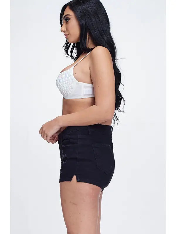 Multicolor Full Rhinestone Bra - White - Rainbow White