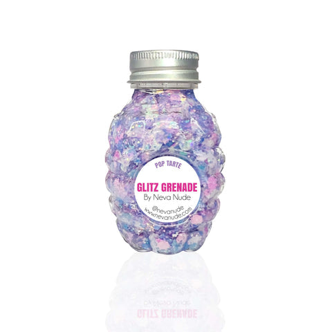 Pop Tarte Purple Pink Iridescent Blacklight Cosmetic Glitter Glitz Grenade Keychain in Aloe Gel